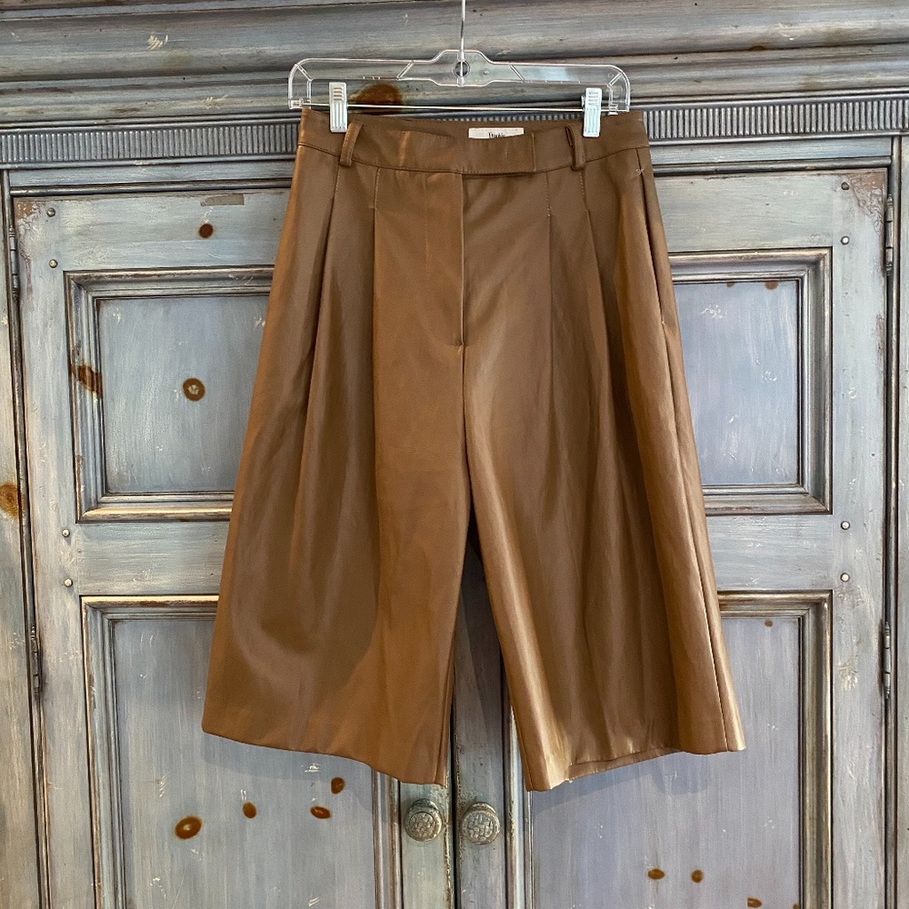 Frankie Shop BROWN FAUX LEATHER TROUSER SHORTS BY STUDIO CUT size M - Picture 4 of 11